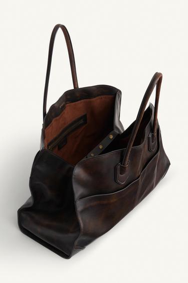 SAC PORTÉ ÉPAULE EN CUIR ÉDITION LIMITÉE - Marron de Zara - Image 8