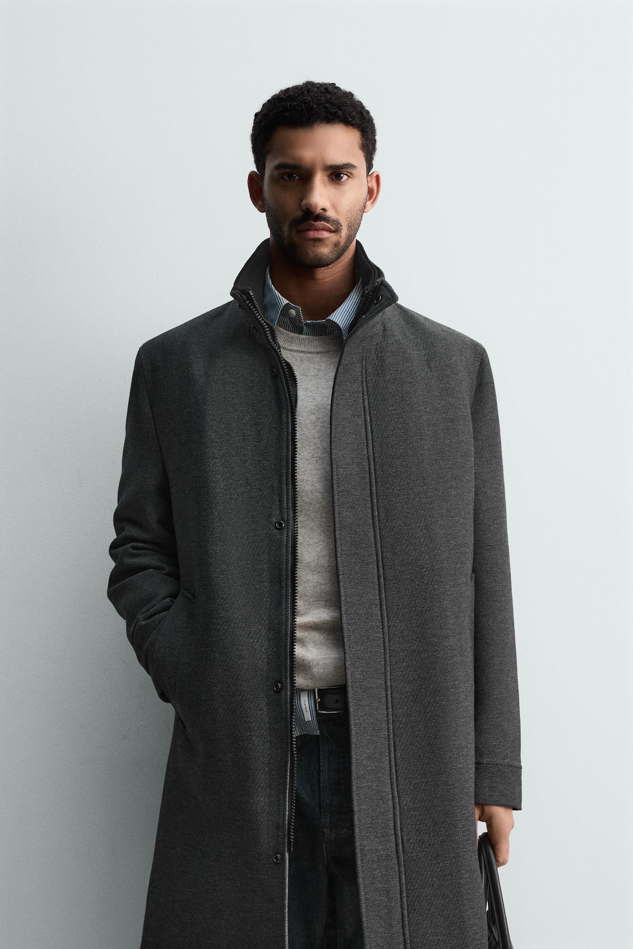 取り外し可能な襟付きコート - チャコールグレー | ZARA Japan / 日本