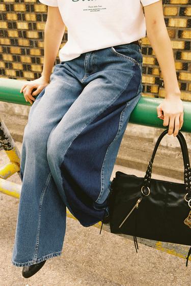 TRF ハイウエストオーバーサイズバルーンデニムパンツネイビーブルーZaraのTRF ハイウエストオーバーサイズバルーンデニムパンツ - ネイビーブルー 