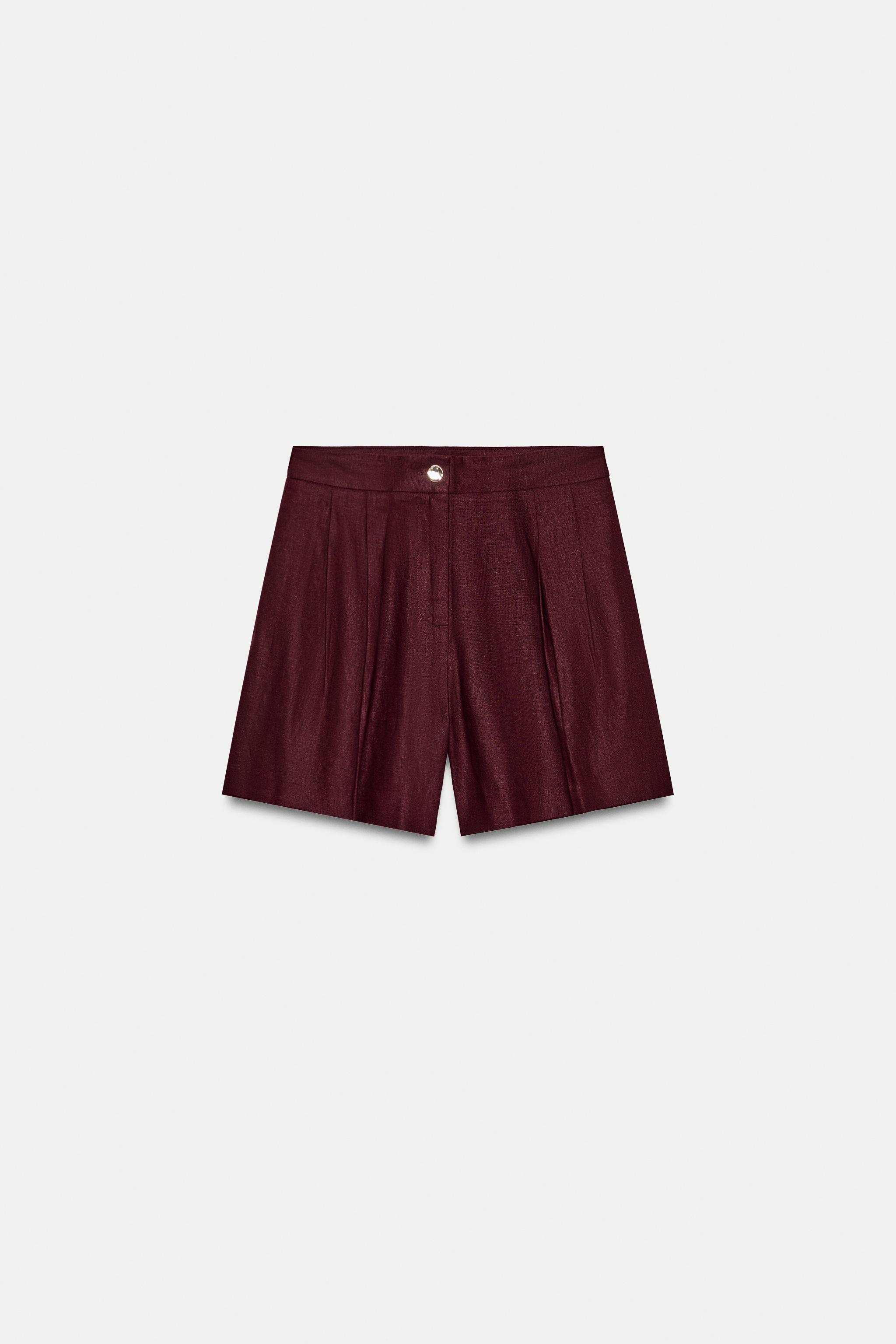 SHORT À PINCES AVEC LIN