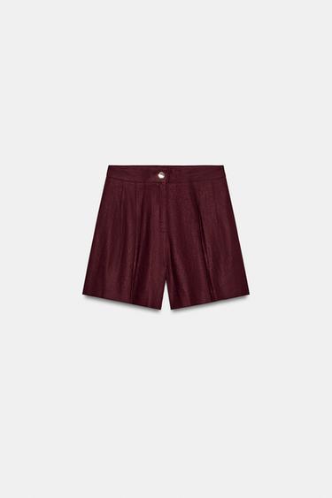 SHORT À PINCES AVEC LIN - Bordeaux de Zara - Image 3