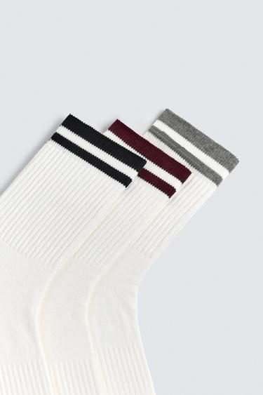 CHAUSSETTES À BANDES LOT DE 3 - Blanc de Zara - Image 2