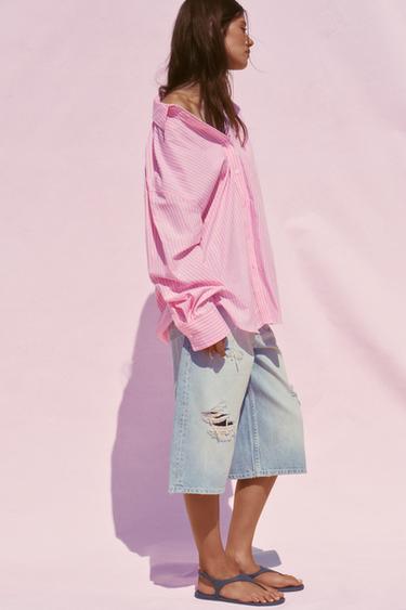 STRIPED OVERSIZE SHIRT - Pink by Zara - Image 4