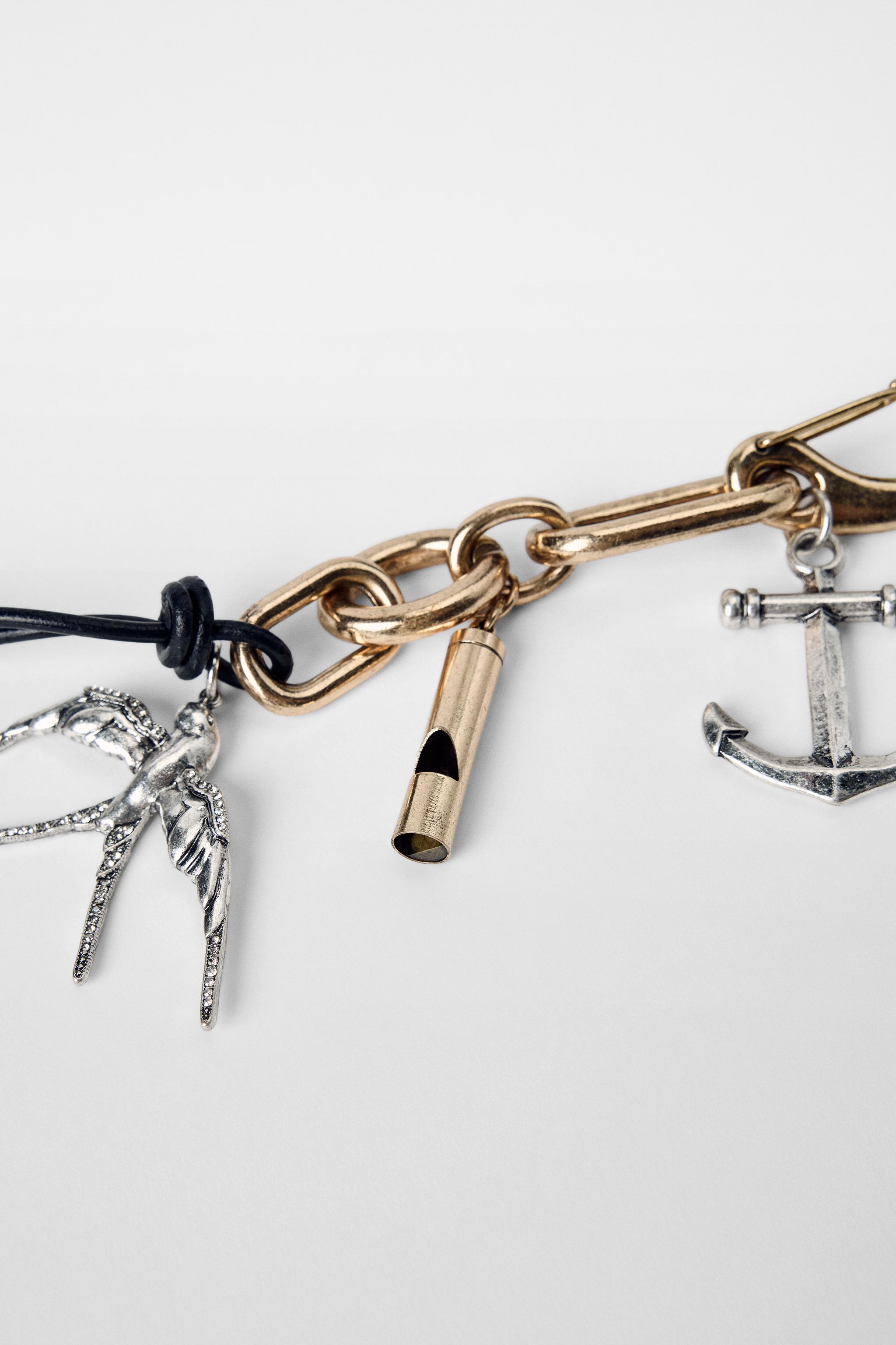 KATE MOSS x ZARAチャームコンビキーホルダー 1856/611 COMBINED CHARMS KEYRING KATE MOSS X ZARA - Gold / Silver