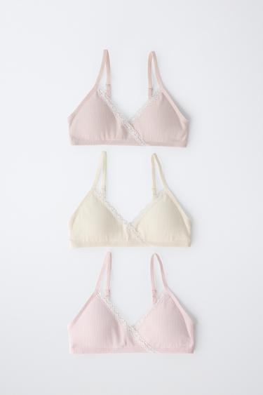 9-14 YEARS / THREE-PACK OF TOPS WITH REMOVABLE PADDING AND LACE TRIM - Pink by Zara - Image 3