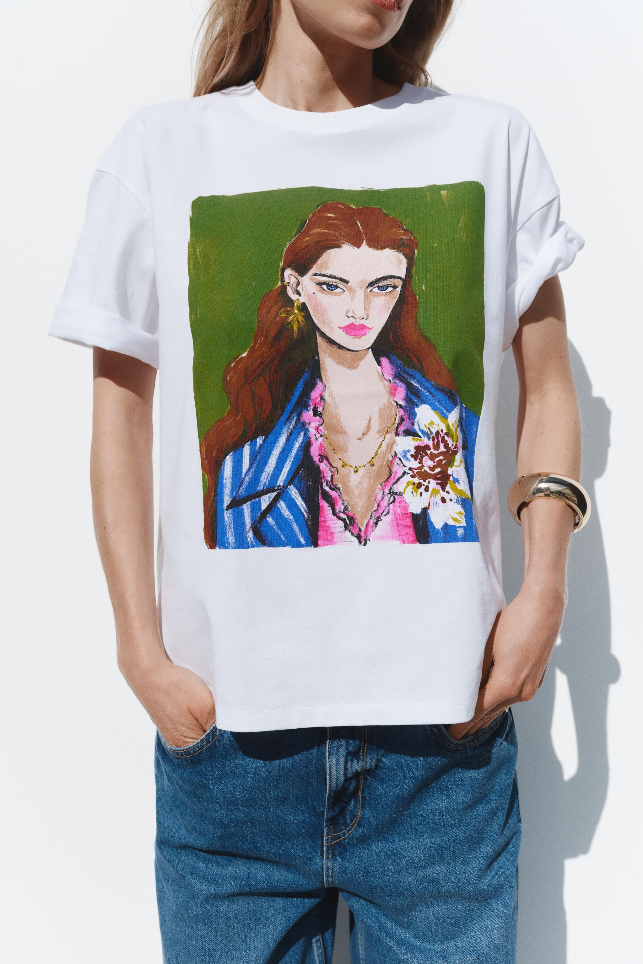 【ZARA】ガールプリントTシャツ ホワイト | 5644/188/250 GIRLS PRINT T-SHIRT - Multicolored | ZARA United States