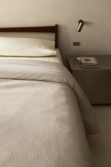 MINI WAFFLE-KNIT COTTON DUVET COVER - Light grey by Zara
