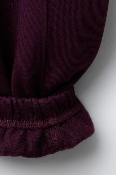 PLUSH JOGGING BOTTOMS WITH LABEL APPLIQUÉ - Dark aubergine by Zara - Image 3
