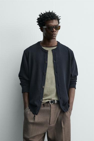 REGULAR FIT COTTON CARDIGAN - Dark navy by Zara