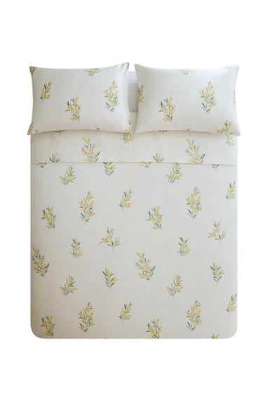 MIMOSA PRINT SATEEN DUVET COVER - Oyster-white by Zara