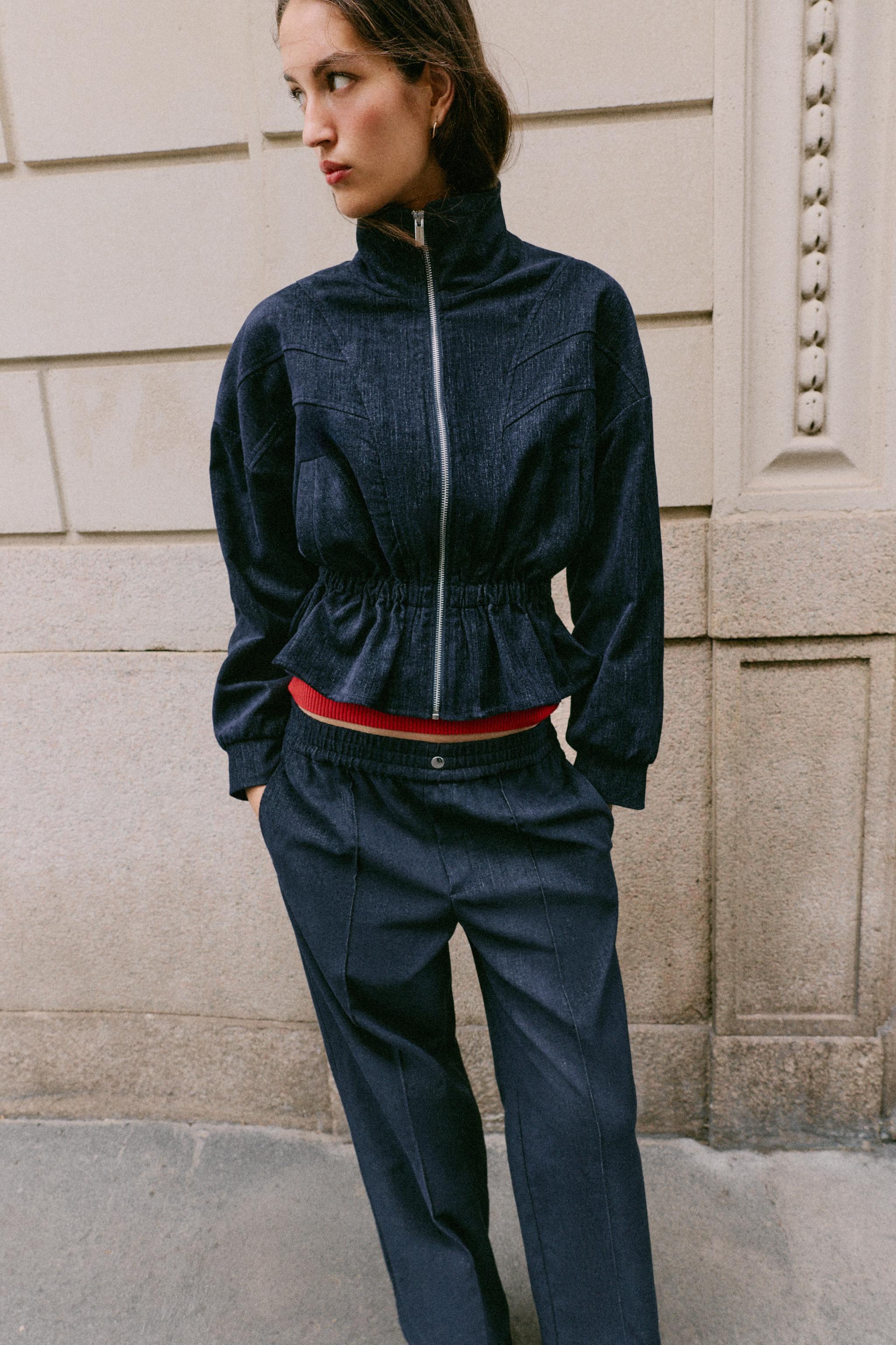 ELASTIC WAISTBAND PEPLUM JACKET