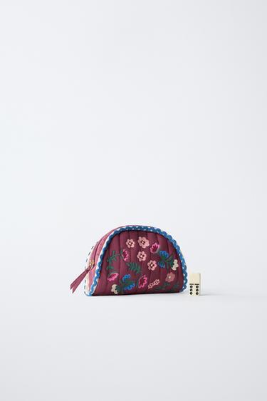 EMBROIDERED TOILETRY BAG - Burgundy Red by Zara - Image 5