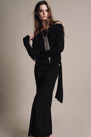 VESTIDO SOFT BROCHE - Negro de Zara