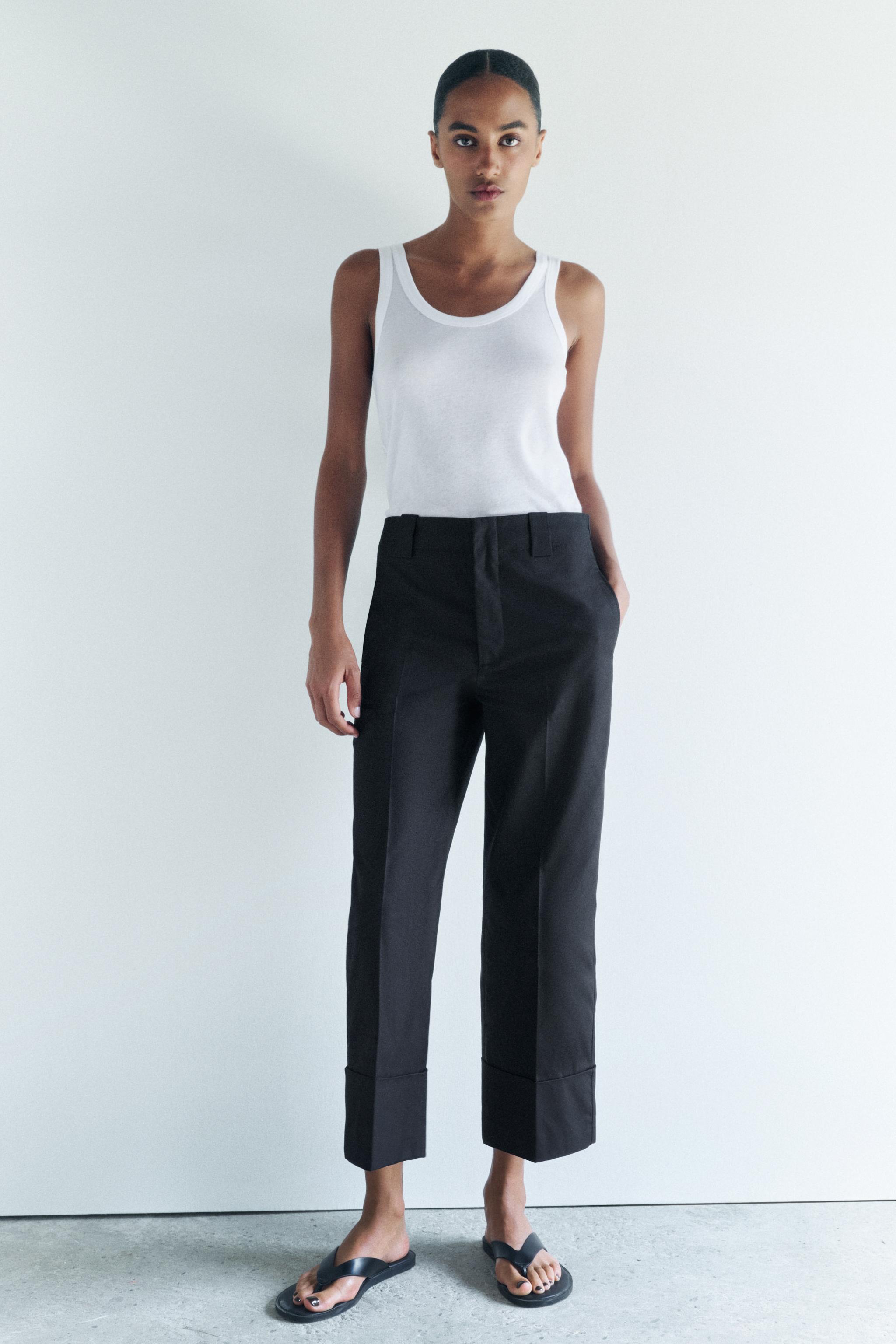 PANTALON CHINO VUELTA BAJO ZW COLLECTION Negro ZARA Espana