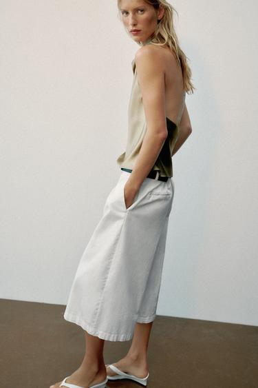LONG BELTED BERMUDA SHORTS - White by Zara