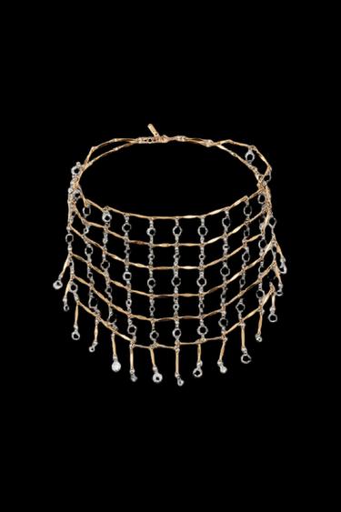METAL JEWEL NECKLACE - Golden by Zara - Image 0