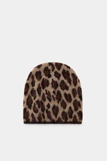 ANIMAL PRINT KNIT BEANIE - Leopard by Zara