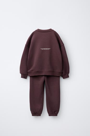 SLOGAN SWEATSHIRT AND JOGGERS SET - Burgundy by Zara - Image 1