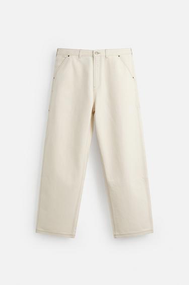 RELAXED FIT CARPENTER JEANS - Ecru by Zara