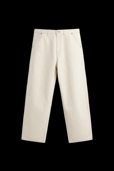 RELAXED FIT CARPENTER JEANS - Ecru by Zara