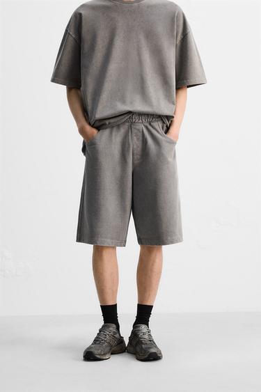 BAGGY FIT BERMUDA SHORTS - Light grey by Zara