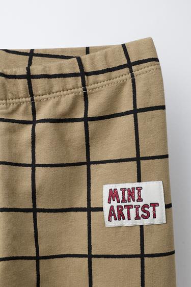 LEGGING À CARREAUX ET ÉTIQUETTE - Beige de Zara - Image 2