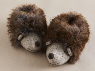 KIDS' HEDGEHOG SLIPPERS — Brown 1