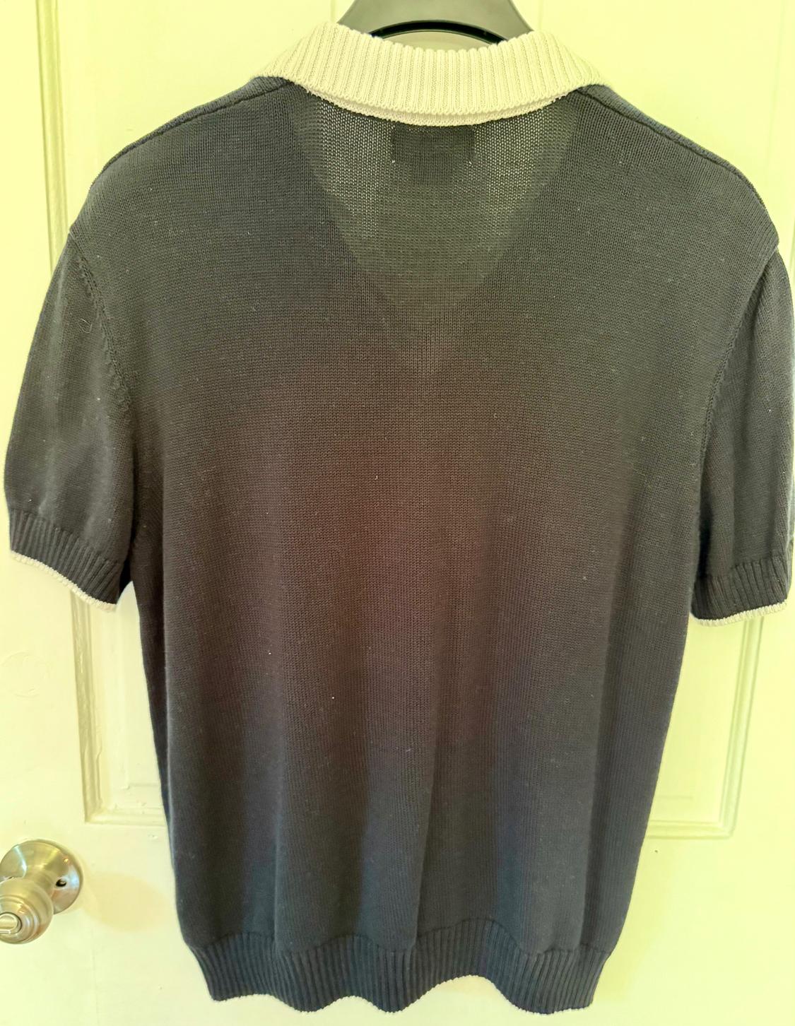POLO SWEATER, DARK BLUE WITH WHITE DETAILING - Image 2