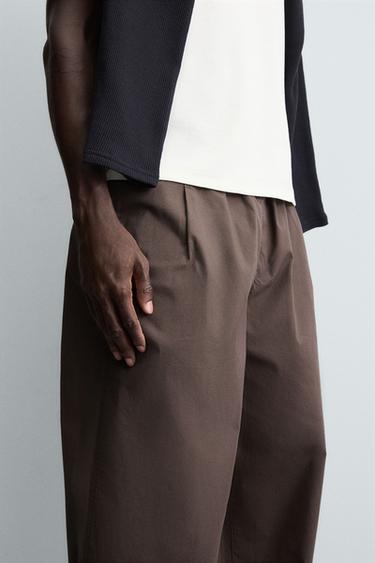 BALLOON FIT PLEATED TROUSERS - Brown by Zara - Image 4