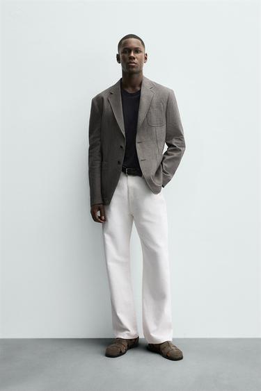 BLAZER STRUKTUR HERRINGBONE - Abu-abu dari Zara
