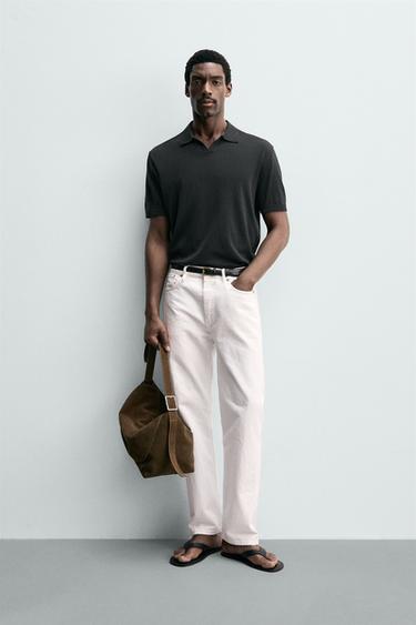 REGULAR FIT KNIT POLO SHIRT - Anthracite Grey by Zara