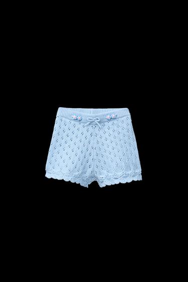 Zara BEADED KNIT SHORTS - Sky blue - Image 0