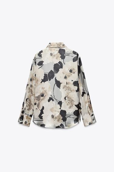 PRINTED SATIN SHIRT - Grey / Tan by Zara - Image 2