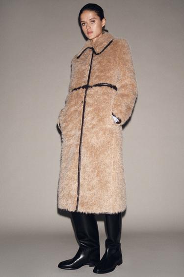 LONG FAUX SHEARLING COAT - LIMITED EDITION - Light brown by Zara