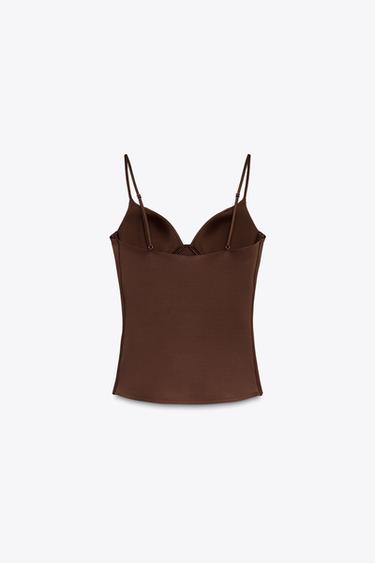 POLYAMIDE BLEND TOP - Brown by Zara - Image 5
