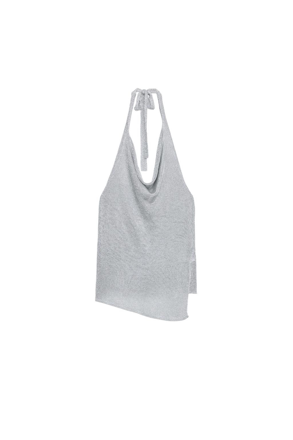 METALLIC THREAD KNIT HALTER TOP - image 3