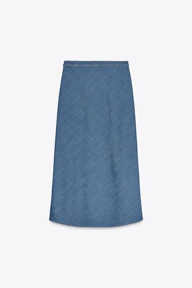 LONG SKIRT WITH THIN BELT - Blue by Zara - Image 5