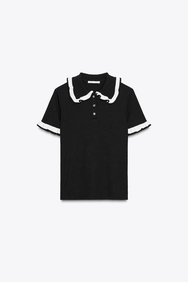 T-SHIRT POLO BIJOUX - Noir de Zara - Image 4