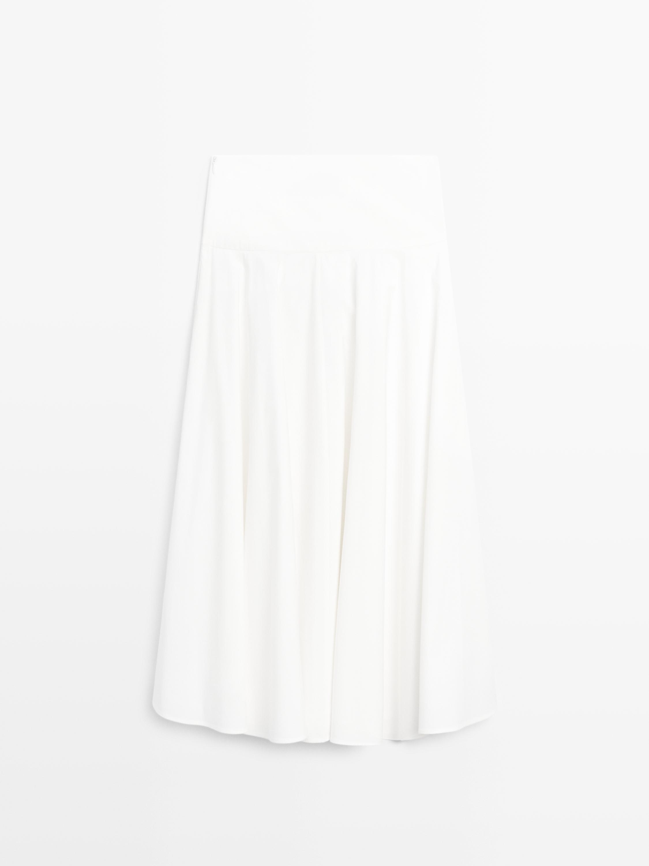100% cotton midi skirt with yoke detail