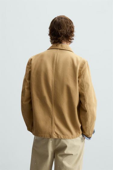 Zara RELAXED FIT WASHED BLAZER - Tobacco