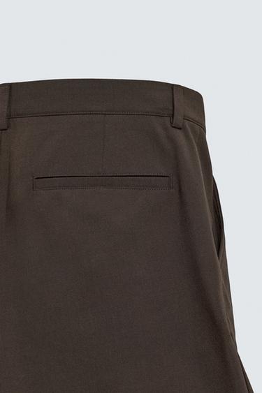 RELAXED FIT PLEATED BERMUDA SHORTS - Chocolate by Zara - Image 8