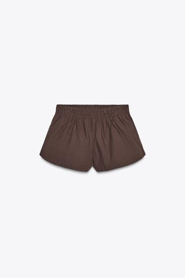 POPLIN MINI SHORTS - Dark brown by Zara - Image 5