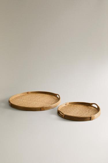 BAMBOO AND RATTAN TRAY - Light beige by Zara - Image 1