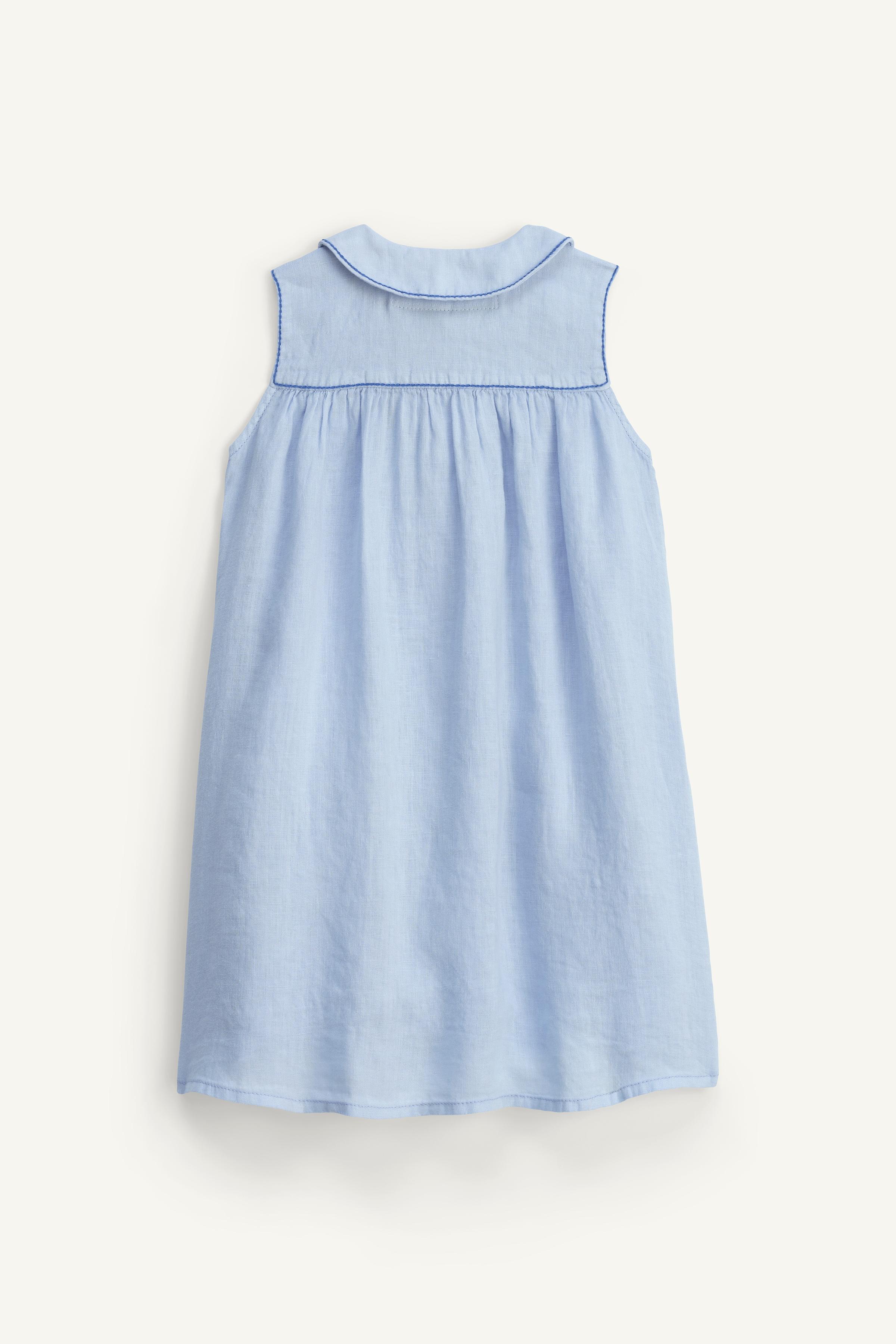 LIMITED EDITION LINEN PETER PAN COLLAR DRESS - Pastel blue