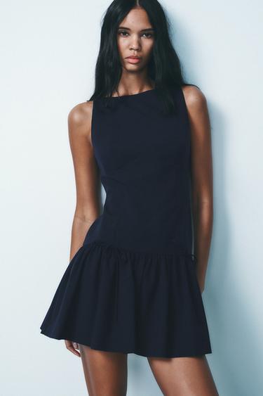 VESTIDO CORTO LAZOS - Marino de Zara