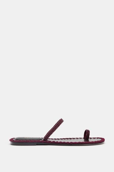 BISERLI BOSTIRMA CHOKLI SANDAL - Bordo qizil Zara tomonidan