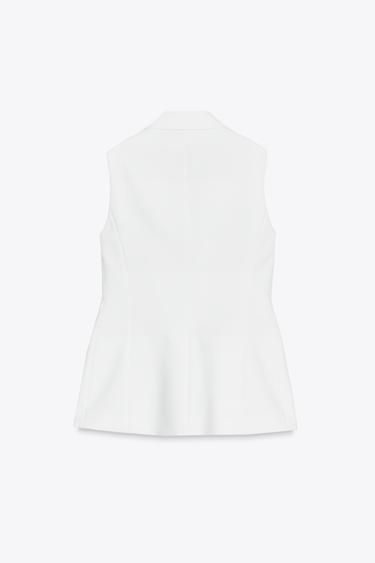 GILET LONG UN BOUTON - Écru de Zara - Image 4