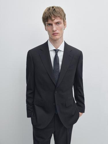 Zara Cool wool blend suit blazer - Navy blue