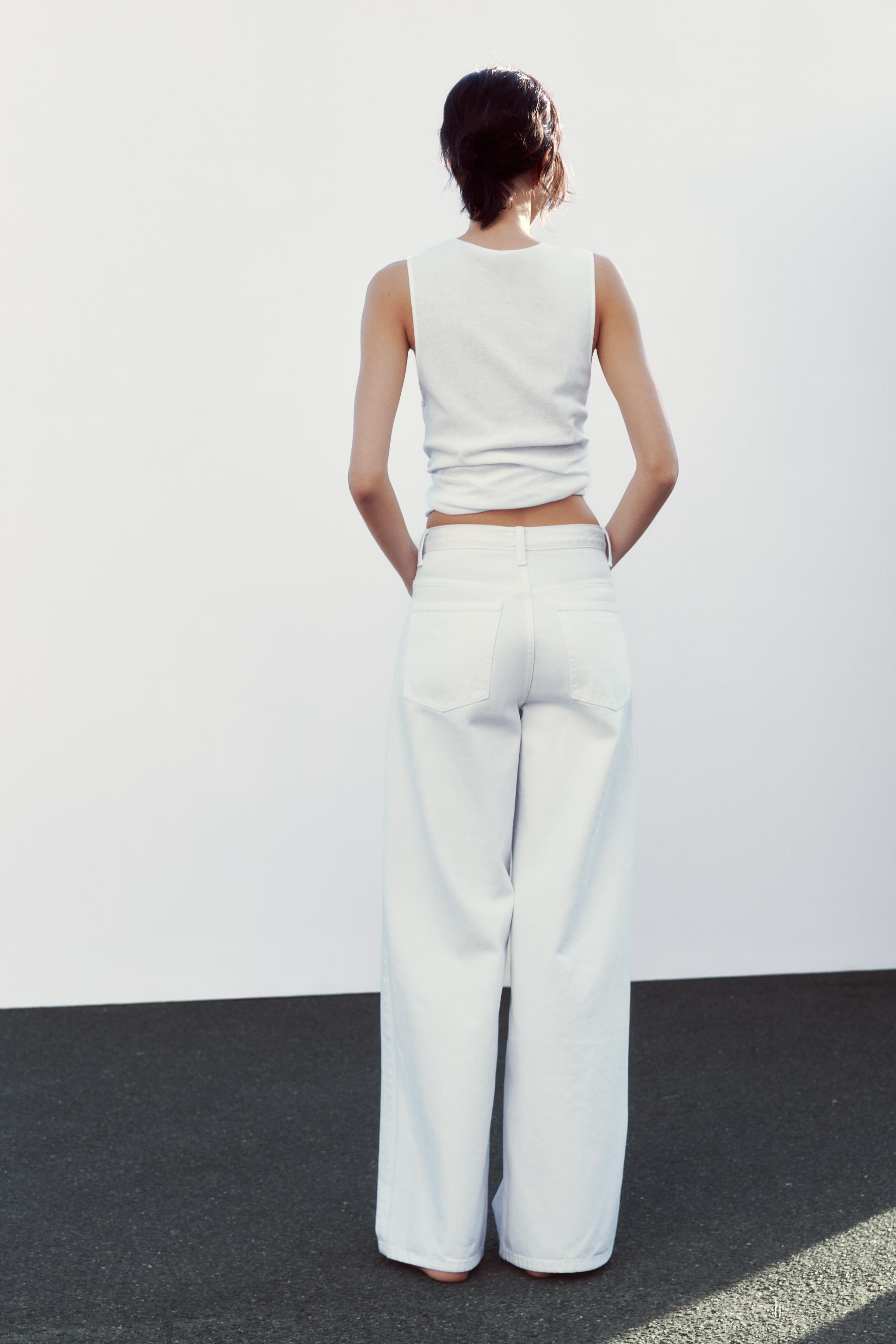 ZARA TRF ワイドレッグ クロスウエスト ジーンズハイウエスト ZARA】TRF ハイウエストクロスオーバーワイドレッグジーンズ