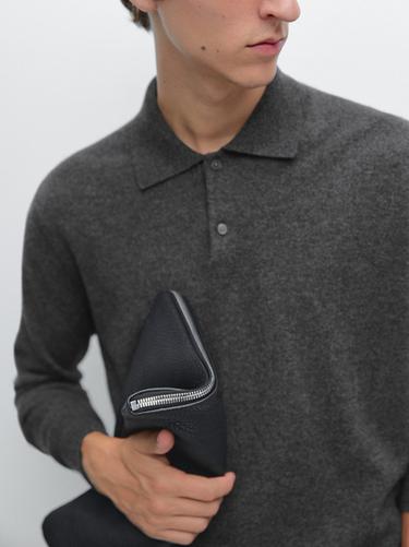 Sac pochette en cuir nappa - Noir de Zara